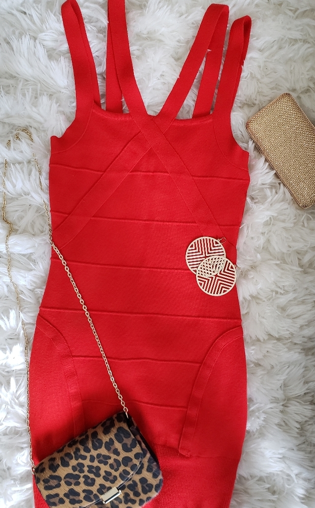 Small Red Bebe Bandage Dress